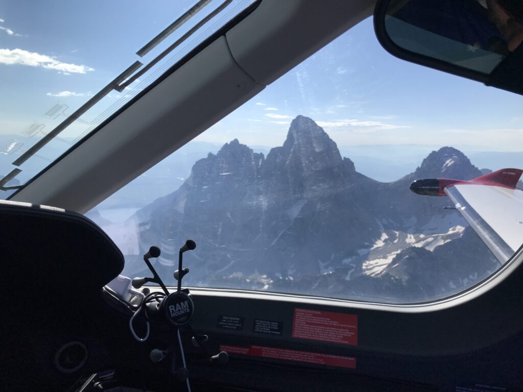 Aircraft passing mountain